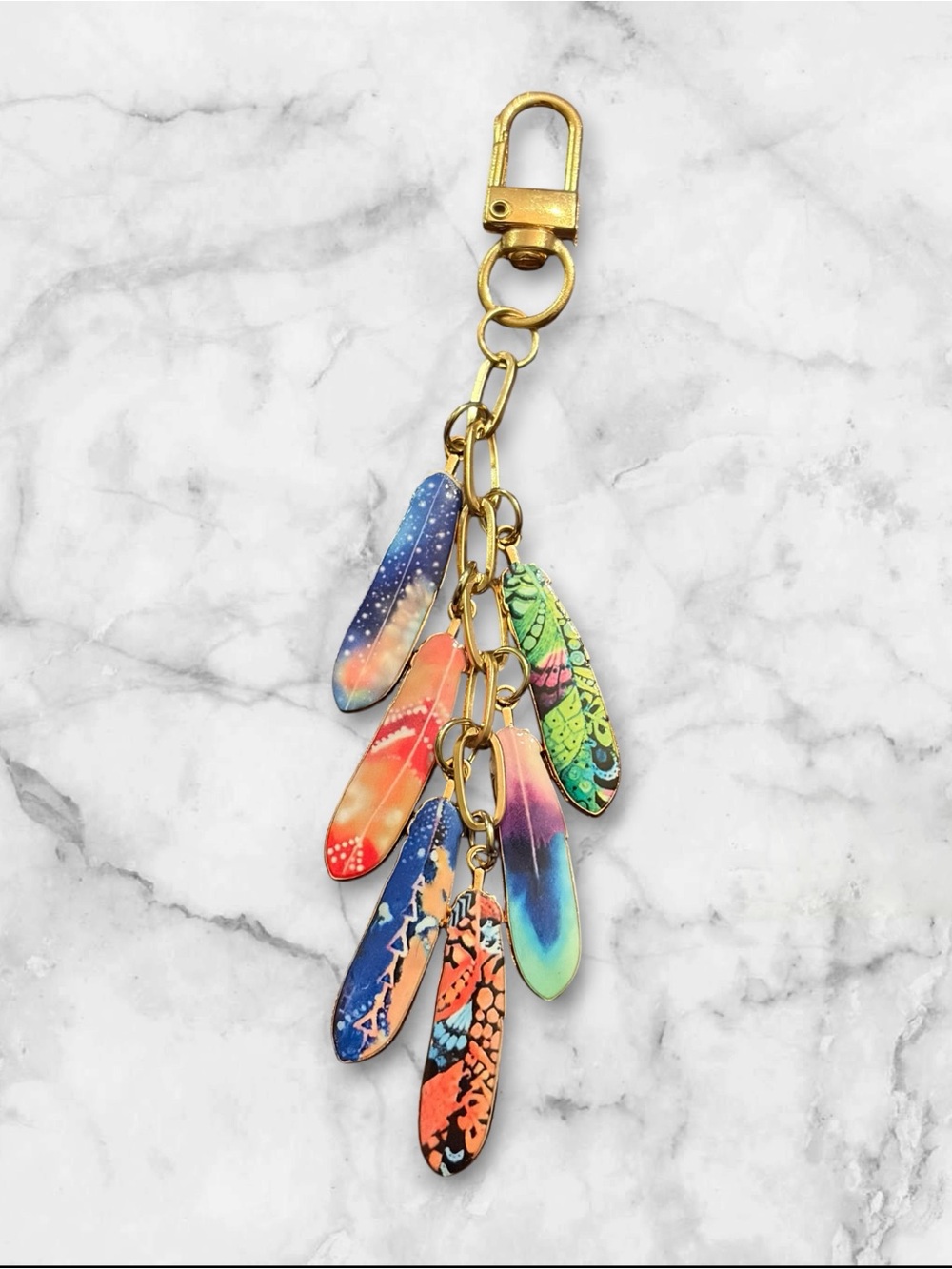 Multicolor Feather Charm Keychain | Women Jewelry